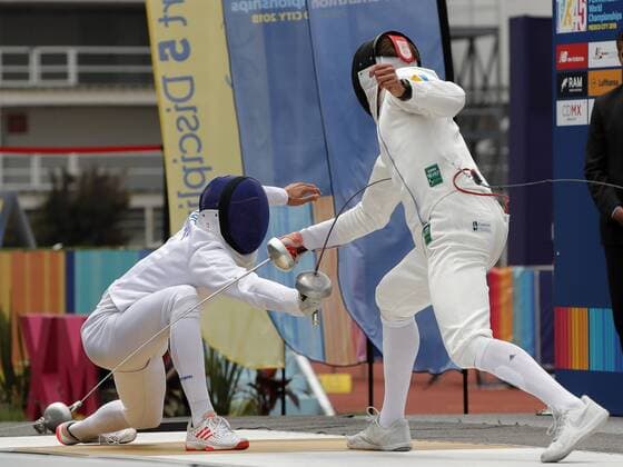 Czech Jan Kuf (L) and Ukranian Pavlo Tymoshchenko particpate in the individual men s fencing final during the World Modern pentathlon moderner Fünfkampf Championships, in Mexico City, Mexico, 13 September 2018. World Modern Pentathlon Championships in Mexico !ACHTUNG: NUR REDAKTIONELLE NUTZUNG!  Copyright: xJosexMendezx MEX23 20180913-636724746629632791