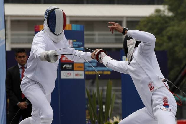 Valentin Prades (L) of France and Jin Hwa Jung (R) of Korea compete in the individual men s fencing final, during the World Modern pentathlon moderner Fünfkampf Championships, in Mexico City, Mexico, 13 September 2018. EPA Jose Mendez World Modern Pentathlon Championships in Mexico !ACHTUNG: NUR REDAKTIONELLE NUTZUNG!  Copyright: xJosexMendezx MEX21 20180913-636724760303873503