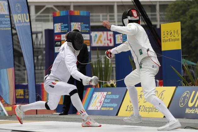 Alexander Nobis (L) of Germany competes with Pavlo Tymoshchenko (R) of Ukraine, during the individual men s fencing final, during the World Modern pentathlon moderner Fünfkampf Championships, in Mexico City, Mexico, 13 September 2018. EPA Jose Mendez World Modern Pentathlon Championships in Mexico !ACHTUNG: NUR REDAKTIONELLE NUTZUNG!  Copyright: xJosexMendezx MEX21 20180913-636724768007227766