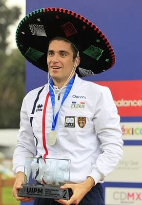 France Valentin Prades jubilates the second position in the individual men s equestrian jump final during the World Modern pentathlon moderner Fünfkampf Championships, in Mexico City, Mexico, 13 September 2018. World Modern Pentathlon Championships in Mexico !ACHTUNG: NUR REDAKTIONELLE NUTZUNG!  Copyright: xMarioxGuzmanx MEX38 20180914-636724838624635991