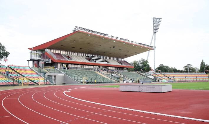 Berlin 12 09 2018 Friedrich Ludwig Jahn Sports Park Football Regionalliga Nord-Ost 7 Day VSG Altglienicke vs. Chemnitzer FC 1 2 1 2 Pictured Stadium View Mainstand