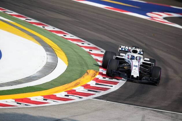 14th September 2018, Marina Bay Street Circuit, Singapore; Formula One Grand Prix of Singapore, Friday free practice; Williams Martini driver Lance Stroll  ActionPlus12061997 StephenxBlackberry
