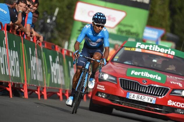 Vuelta a Espana, 19. Etappe 14-09-2018 Vuelta A Espana; Tappa 19 Lleida - Col De La Rabassa; 2018, Movistar; Quintana Rojas Nairo, Alexander; Col De La Rabassa; 