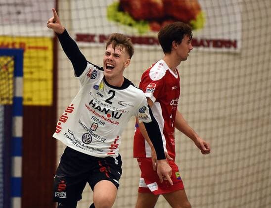 14 09 2018 xpsx Handball 3 Liga HSG Hanau HSG Rodgau Nieder Roden v 1 jubel Jan Eric Ritter Hanau Hanau Hessen Germany DEU