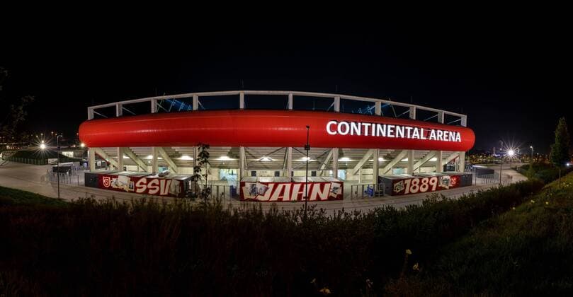 14 09 2018 Soccer GER Season 2018 2019 2 Bundesliga 5 Gameday SSV Jahn Regensburg SG Dynamo Dresden Exterior view of the Continental Arena after the match DFL REGULATIONS PROHIBIT ANY USE OF PHOTOGRAPH AS IMAGE SEQUENCES AND OR QUASI VIDEO