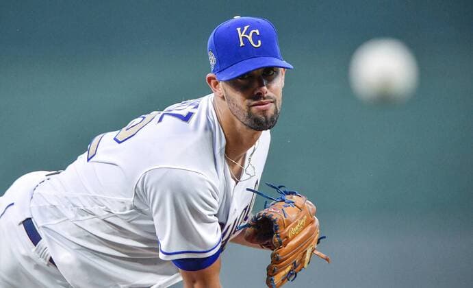 September 14, 2018 - Kansas City, MO, USA - Kansas City Royals starting pitcher Jorge Lopez works against the Minnesota Twins on Friday, Sept. 14, 2018, at Kauffman Stadium in Kansas City, Mo. Minnesota at Kansas City - ZUMAm67_ 20180914_zaf_m67_019 Copyright: xJohnxSleezerx