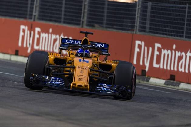 15th September 2018, Marina Bay Street Circuit, Singapore; Formula One Grand Prix of Singapore, Qualification; McLaren driver Fernando Alonso  ActionPlus12062399 StephenxBlackberry