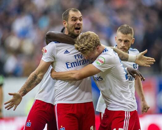 Goalkeeper Pierre Michel Lasogga HSV Fiete Arp HSV Aaron Hunt HSV 15 09 18 Hamburg Hamburger SV vs FC Heidenheim Soccer GER Season 2018 2019 2 Bundesliga 5 Matchday DFL REGULATIONS PROHIBIT ANY USE OF PHOTOGRAPH as IMAGE SEQUENCES and or QUASI VIDEO Â