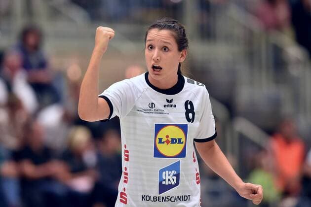 Jubilation at Svenja Kaufmann Neckarsulmer Sport Union Handball 1 Bundesliga Women HSG Bad Wildungen Vipers vs Neckarsulmer Sport Union 15 09 2018 Handball 1 Bundesliga Women HSG Bad Wildungen Vipers vs Neckarsulmer Sport Union 15 09 2018 Bad Wildungen Copyright: xEIBNER RolandxSippelx EP_RSL
