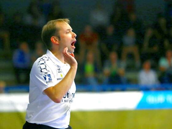 Coach Jan Gorr Coburg Handball 2 League 2018 19 EHV Aue HSC 2000 Coburg 25 33 at 15 9 2018 EHV Aue HSC 2000 Coburg