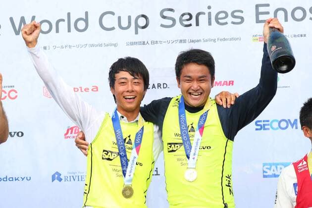 Keiju Okada & Jumpei Hokazono (JPN), SEPTEMBER 16, 2018 - Sailing : World Cup Series Enoshima Men s 470 Award Ceremony in Kanagawa, Japan. NOxTHIRDxPARTYxSALES.  (85810268)