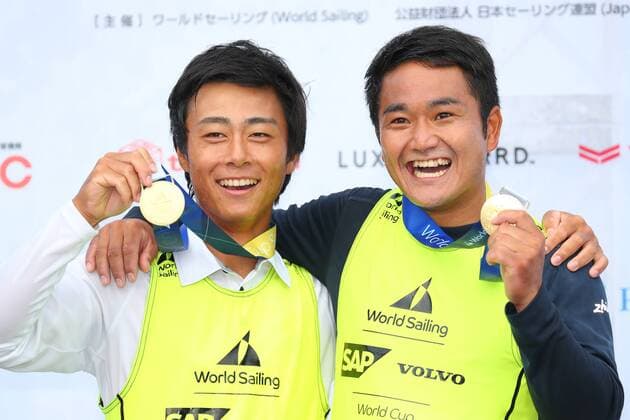 Keiju Okada & Jumpei Hokazono (JPN), SEPTEMBER 16, 2018 - Sailing : World Cup Series Enoshima Men s 470 Award Ceremony in Kanagawa, Japan. NOxTHIRDxPARTYxSALES.  (85810272)
