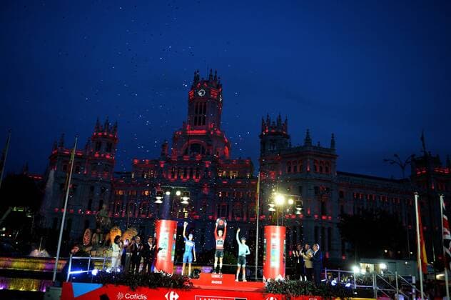 16-09-2018 Vuelta A Espana; Tappa 21 Alcorcon - Madrid; 2018, Mitchelton - Scott; 2018, Quick Step - Floors; 2018, Astana; Yates, Simon; Mas, Enric; Lopez Moreno, Miguel Angel; Madrid; 