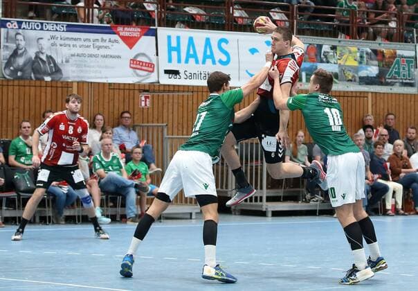 Toni Podpolinski VfL Lübeck Schwartau Philipp Meyer DJK Rimpar Wolves Pawel Genda VfL Lübeck Schwartau Lukas Böhm DJK Rimpar Wolves DKB 2 Handball Bundesliga DJK Rimpar Wolves VfL Lübeck Schwartau xfsx