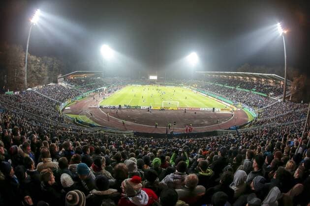 The FC Saarbrücken meets on Tuesday 03 12 2013 in the DFB Cup Round of 16 finals on the Bundesliga Borussia Dortmund In the picture The approximately 31 000 fans in the Ludwigsparkstadion form an incredible backdrop