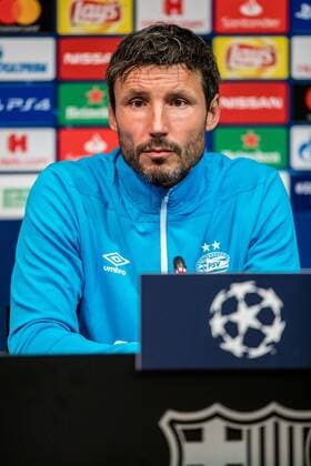 BARCELONA - press conference PK Pressekonferenz PSV in Barcelona , Football , Season 2018 2019 , Champions League , Camp Nou , 17-09-2018 , Mark van Bommel head coach of PSV during the press conference -  x2472705x