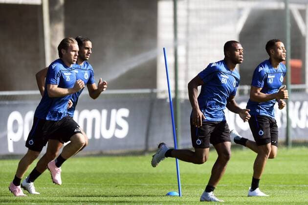 Ruud Vormer midfielder of Club Brugge, Lois Openda forward of Club Brugge and Arnaut Danjuma Groeneveld forward of Club Brugge FOOTBALL : Club Bruges - Ligue des Champions - 17 09 2018 PhotoNews Panoramic 