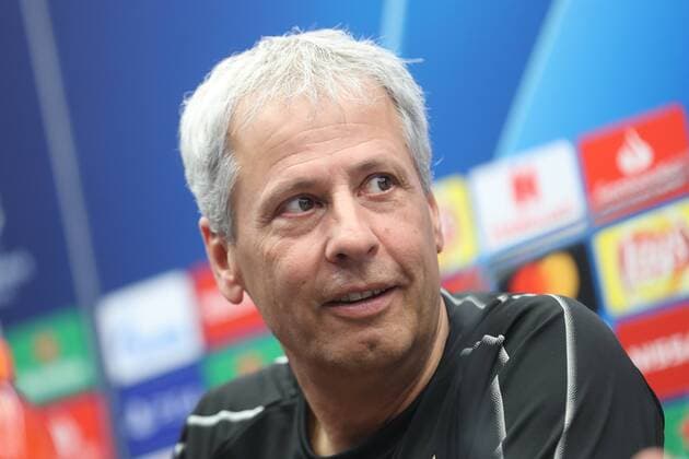 Dortmund s head coach Lucien Favre pictured during a press conference PK Pressekonferenz of German soccer club Borussia Dortmund, Monday 17 September 2018 in Brugge. Tomorrow Dortmund will meet Belgian team Club Brugge KV on day one of the UEFA Champions League, in group A. BRUNOxFAHY  x05428296x