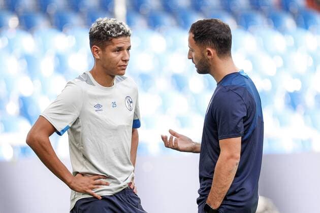 17 09 2018 Football Season 2018 2019 Champions League Final training FC Schalke 04 v Amine Harit FC Schalke 04 Head coach Domenico TEDESCO FC Schalke 04 Gelsenkirchen Veltins Arena NRW Germany