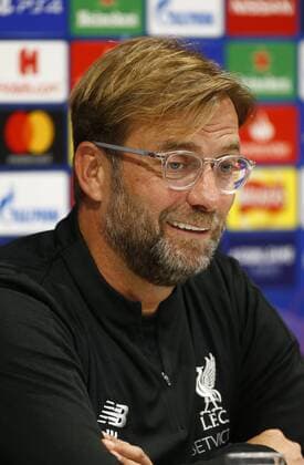 17th September 2018, Anfield, Liverpool, England; UEFA Champions League football, Liverpool versus Paris St Germain, ; Liverpool manager Jurgen Klopp speaking to the media at Anfield during today s press conference PK Pressekonferenz ahead of tomorrow s Champions League match against Paris Saint-Germain  ActionPlus12063463 AlanxMartin