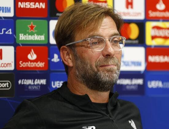 17th September 2018, Anfield, Liverpool, England; UEFA Champions League football, Liverpool versus Paris St Germain, ; Liverpool manager Jurgen Klopp speaking to the media at Anfield during today s press conference PK Pressekonferenz ahead of tomorrow s Champions League match against Paris Saint-Germain  ActionPlus12063466 AlanxMartin