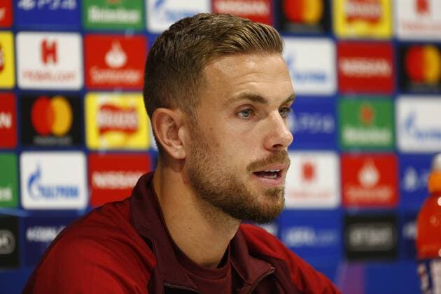 17th September 2018, Anfield, Liverpool, England; UEFA Champions League football, Liverpool versus Paris St Germain, ; Jordan Henderson of Liverpool speaking to the media at Anfield during today s press conference PK Pressekonferenz ahead of tomorrow s Champions League match against Paris Saint-Germain  ActionPlus12063467 AlanxMartin