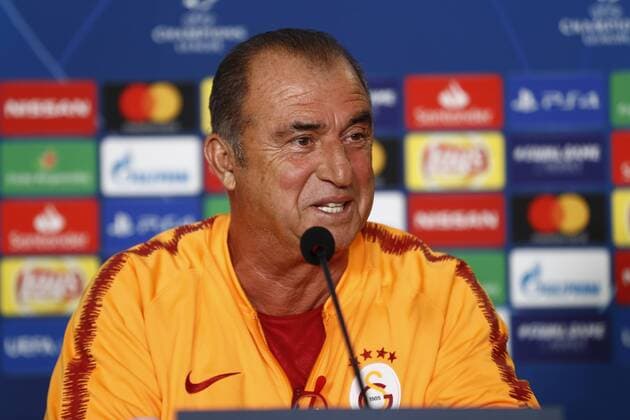 Galatasaray s Football Team Coach Fatih Terim gives a press conference PK Pressekonferenz on the eve of the team s a day before their UEFA Champions League Group D match against Lokomotiv Moscow on September 17 , 2018 in Istanbul , Turkey. 