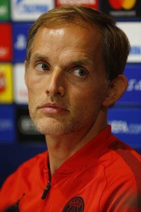 17th September 2018, Anfield, Liverpool, England; UEFA Champions League football, Liverpool versus Paris St Germain; PSG manager Thomas Tuchel speaking to the media at Anfield during today s press conference PK Pressekonferenz ahead of tomorrow s Champions League match against Liverpool  ActionPlus12063473 AlanxMartin