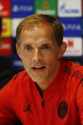 17th September 2018, Anfield, Liverpool, England; UEFA Champions League football, Liverpool versus Paris St Germain; PSG manager Thomas Tuchel speaking to the media at Anfield during today s press conference PK Pressekonferenz ahead of tomorrow s Champions League match against Liverpool  ActionPlus12063475 AlanxMartin
