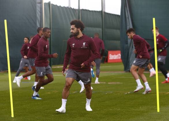 17th September 2018, Anfield, Liverpool, England; UEFA Champions League football, Liverpool versus Paris St Germain, open training session; Mohamed Salah of Liverpool ahead of tomorrow s Champions League match against Paris Saint-Germain  ActionPlus12063491 AlanxMartin