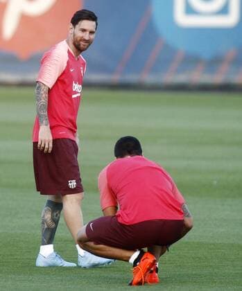 Entrenamiento del Barcelona. En la imagen, Messi. Barcelona practice. In this picture, Messi. 