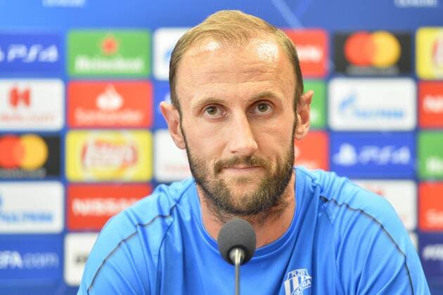 FC Viktoria Plzen captain Roman Hubnik speaks during a press conference PK Pressekonferenz on September 18, 2018 in Pilsen, Czech Republic, ahead of the 1st round, Group G, Champions League match FC Viktoria Plzen vs CSKA Moscow. (CTKxPhoto MiroslavxChaloupka) CTKPhotoP201809180789501  cha003