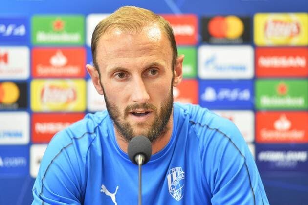 FC Viktoria Plzen captain Roman Hubnik speaks during a press conference PK Pressekonferenz on September 18, 2018 in Pilsen, Czech Republic, ahead of the 1st round, Group G, Champions League match FC Viktoria Plzen vs CSKA Moscow. (CTKxPhoto MiroslavxChaloupka) CTKPhotoP201809180789801  cha002