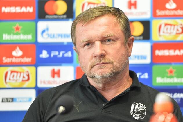 FC Viktoria Plzen head coach Pavel Vrba speaks during a press conference PK Pressekonferenz on September 18, 2018 in Pilsen, Czech Republic, ahead of the 1st round, Group G, Champions League match FC Viktoria Plzen vs CSKA Moscow. (CTKxPhoto MiroslavxChaloupka) CTKPhotoP201809180790701  cha004