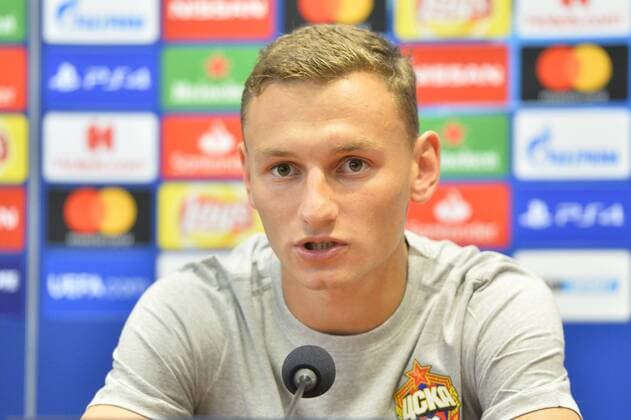 CSKA Moskva forward Fyodor Chalov speaks during a press conference PK Pressekonferenz on September 18, 2018 in Pilsen, Czech Republic, ahead of the 1st round, Group G, Champions League match FC Viktoria Plzen vs CSKA Moscow. (CTKxPhoto MiroslavxChaloupka) CTKPhotoP201809180902701  cha18