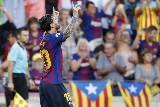 BARCELONA, 18-09-2018, Stadium Nou Camp, season 2018 2019, Champions League football. Barcelona player Lionel Messi celebrating the goal during the match FC Barcelona Barca - PSV . Barcelona - PSV  x2474601x