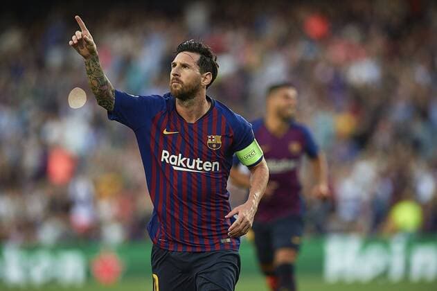 BARCELONA, 18-09-2018. Champions League 2018 2019, group B, date 1. Lionel Messi of FC Barcelona Barca celebrates his goal during the game FC Barcelona - PSV Eindhoven Barcelona - PSV  x2474669x