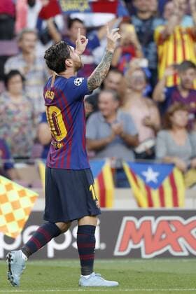 BARCELONA, 18-09-2018, Stadium Nou Camp, season 2018 2019, Champions League football. Barcelona player Lionel Messi celebrating the goal during the match FC Barcelona Barca - PSV . Barcelona - PSV  x2474753x