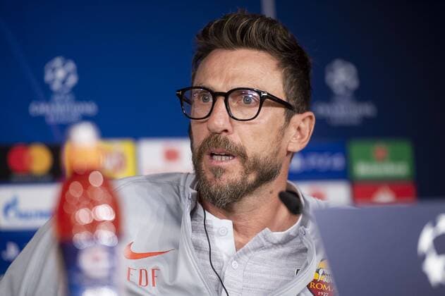 Coach Eusebio Di Francesco of Roma during press conference PK Pressekonferenz the day before Champions League match between Real Madrid and Roma at Santiago Bernabeu Stadium in Madrid, Spain. September 18, 2018.  (2710020)