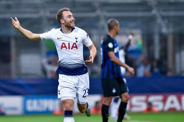 Christian Eriksen of Tottenham Hotspur celebrates scoring first goal during the UEFA Champions League Group B match between Inter Milan and Tottenham Hotspur at Stadio San Siro, Milan, Italy on 18 September 2018. Copyright: xGiuseppexMaffiax 2101