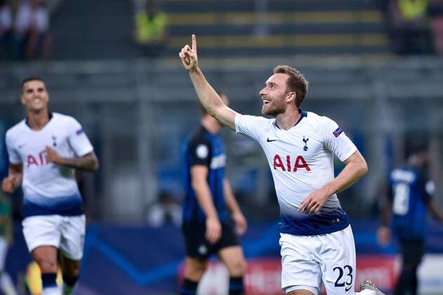 Christian Eriksen of Tottenham Hotspur celebrates scoring first goal during the UEFA Champions League Group B match between Inter Milan and Tottenham Hotspur at Stadio San Siro, Milan, Italy on 18 September 2018. Copyright: xGiuseppexMaffiax 2101