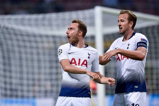 Christian Eriksen of Tottenham Hotspur celebrates scoring first goal during the UEFA Champions League Group B match between Inter Milan and Tottenham Hotspur at Stadio San Siro, Milan, Italy on 18 September 2018. Copyright: xGiuseppexMaffiax 2101