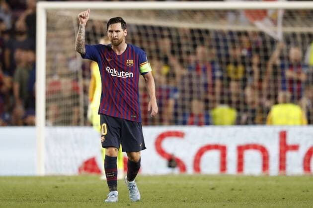 BARCELONA, 18-09-2018, Stadium Nou Camp, season 2018 2019, Champions League football. Barcelona player Lionel Messi celebrating the goal during the match FC Barcelona Barca - PSV . Barcelona - PSV  x2474944x
