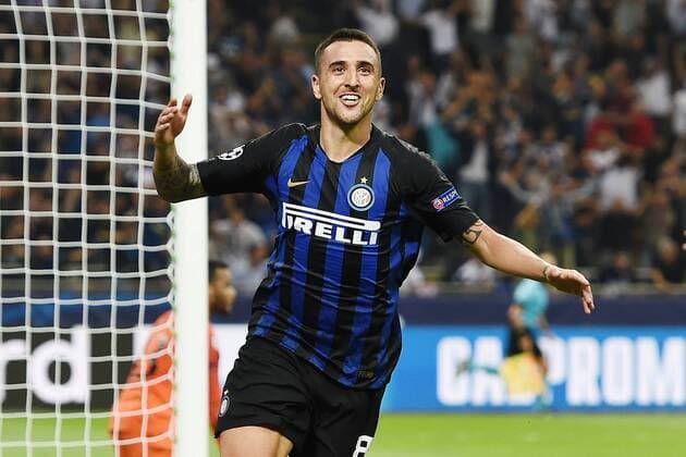 Fußball, CL, Inter Mailand - Tottenham Hotspur Db Milano 18 09 2018 - Champions League Inter-Tottenham foto Daniele Buffa Image nella foto: esultanza gol Matias Vecino 