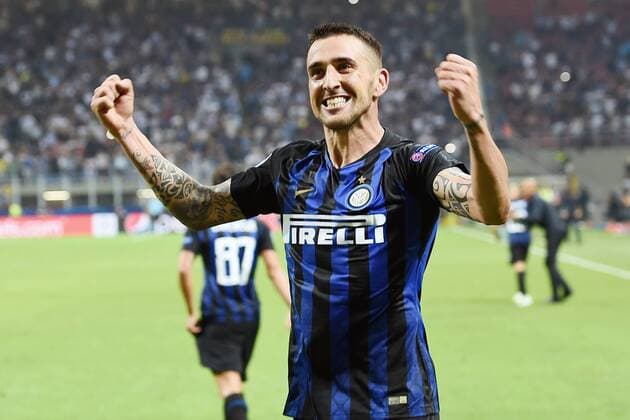 Fußball, CL, Inter Mailand - Tottenham Hotspur Db Milano 18 09 2018 - Champions League Inter-Tottenham foto Daniele Buffa Image nella foto: esultanza gol Matias Vecino 