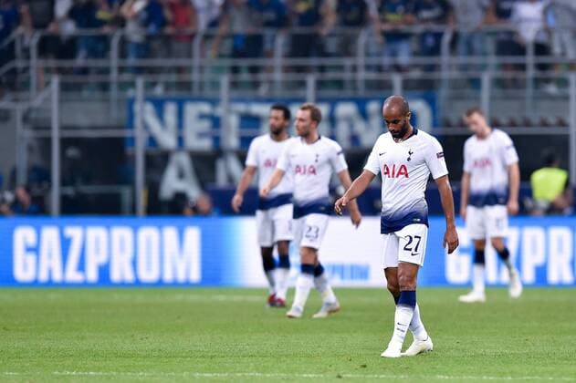 Fußball, CL, Inter Mailand - Tottenham Hotspur Lucas of Tottenham Hotspur looks dejected after Mauro Icardi of Inter Milan scored first goal during the UEFA Champions League Group B match between Inter Milan and Tottenham Hotspur at Stadio San Siro, Milan, Italy on 18 September 2018. Copyright: xGiuseppexMaffiax 2101