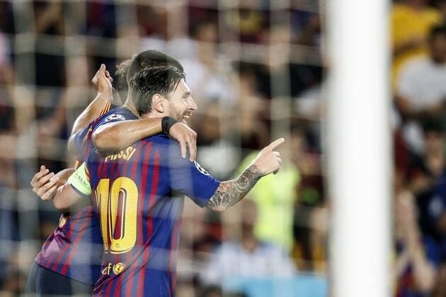 (L-R) Ivan Rakitic of FC Barcelona Barca Arthur Henrique Ramos de Oliveira Melo of FC Barcelona, Lionel Messi of FC Barcelona during the UEFA Champions League group B match between FC Barcelona and PSV Eindhoven at the Camp Nou stadium on September 18, 2018 in Barcelona, Spain. UEFA Champions League 2018 2019 xVIxVIxImagesx xMauricexvanxSteenxIVx 12163604