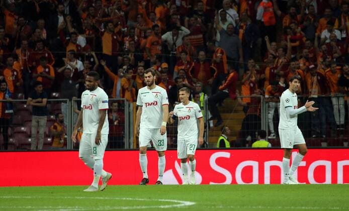 Lokomotiv Moscow players after Galatasaray scores during Galatasaray™s during Galatasaray - Lokomotiv Moskova UEFA Champions League Game at Turk Telekom Arena, 18th of Sept. 2019.  Copyright: TolgaxAdanali 16117695