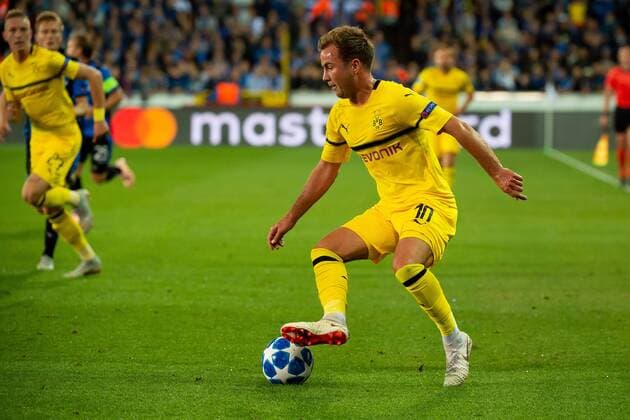 Bruegge Belgium 18 09 2018 UEFA Champions League 2018 19 Season Preliminary Round Group Stage Group A 1 Gameday Club Bruegge BV Borussia Dortmund Mario Goetze BVB in action DeFodi001