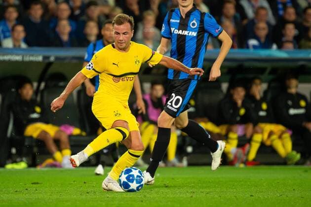 Bruegge Belgium 18 09 2018 UEFA Champions League 2018 19 Season Preliminary Round Group Stage Group A 1 Gameday Club Bruegge BV Borussia Dortmund Mario Goetze BVB in action DeFodi001